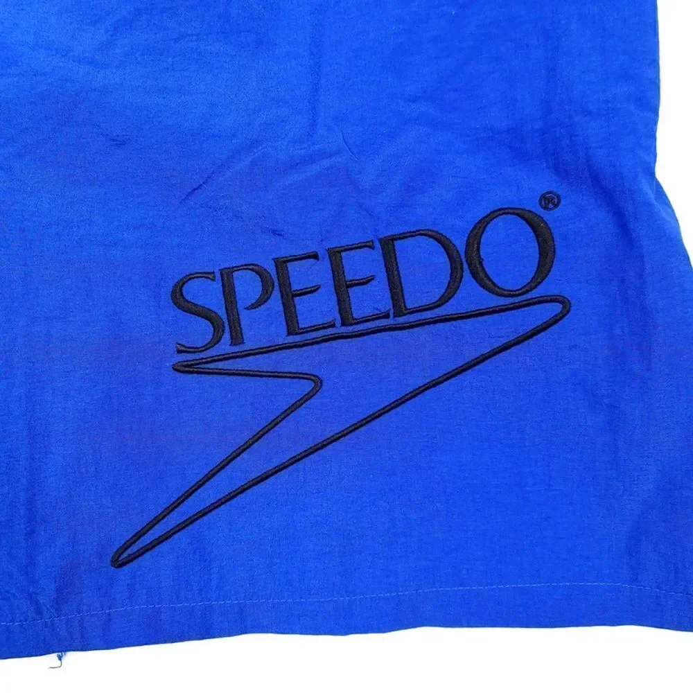 SPEEDO Vintage 90s Y2K Nylon Embroidered Board Shorts in Bright Blue Mens XL